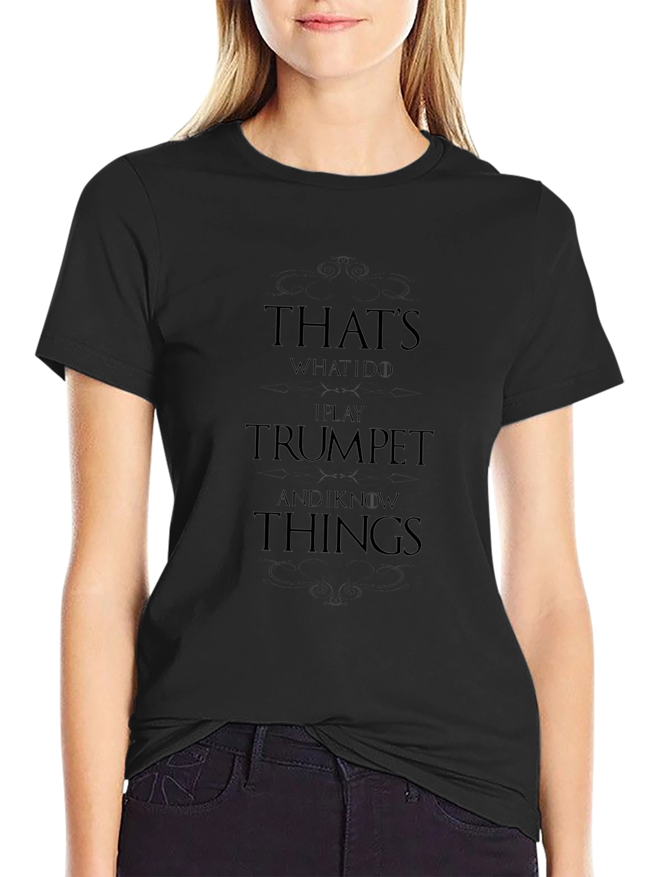 Trumpet Player Black T-Shirt Funny Musician Tee