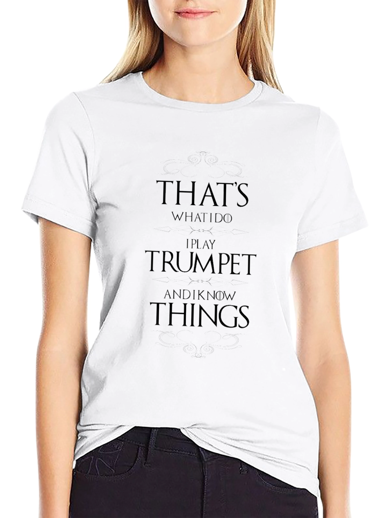 Trumpet Player Black T-Shirt Funny Musician Tee