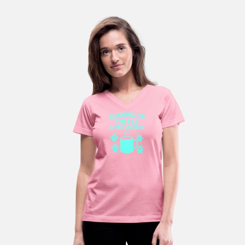 Running on Coffee Tiny Screams Busy Mom Gift Shirt