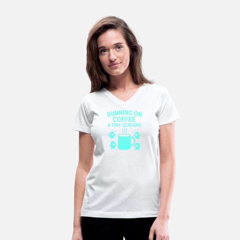 Running on Coffee Tiny Screams Busy Mom Gift Shirt