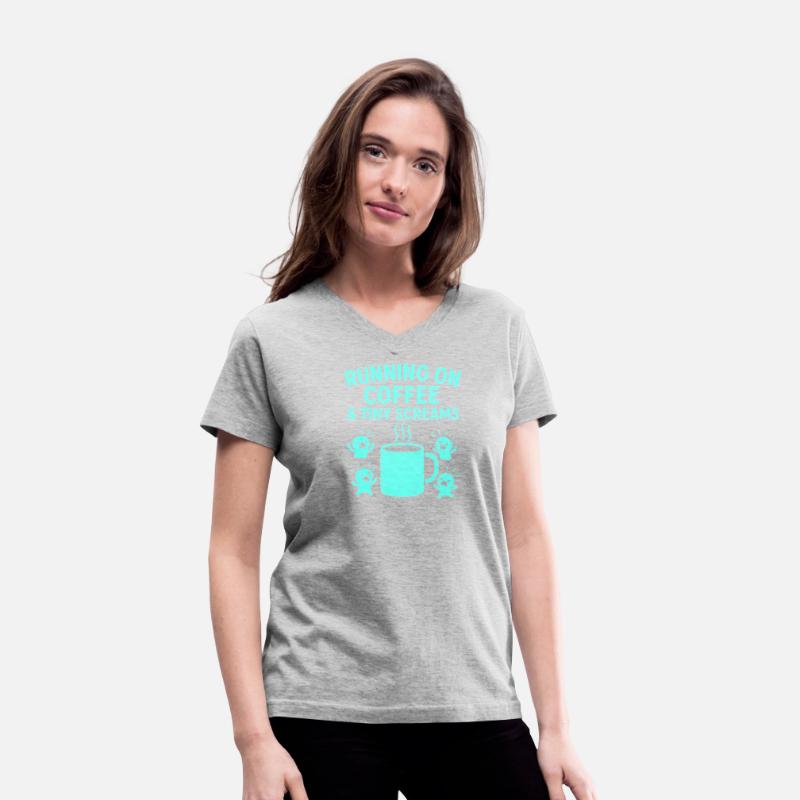 Running on Coffee Tiny Screams Busy Mom Gift Shirt
