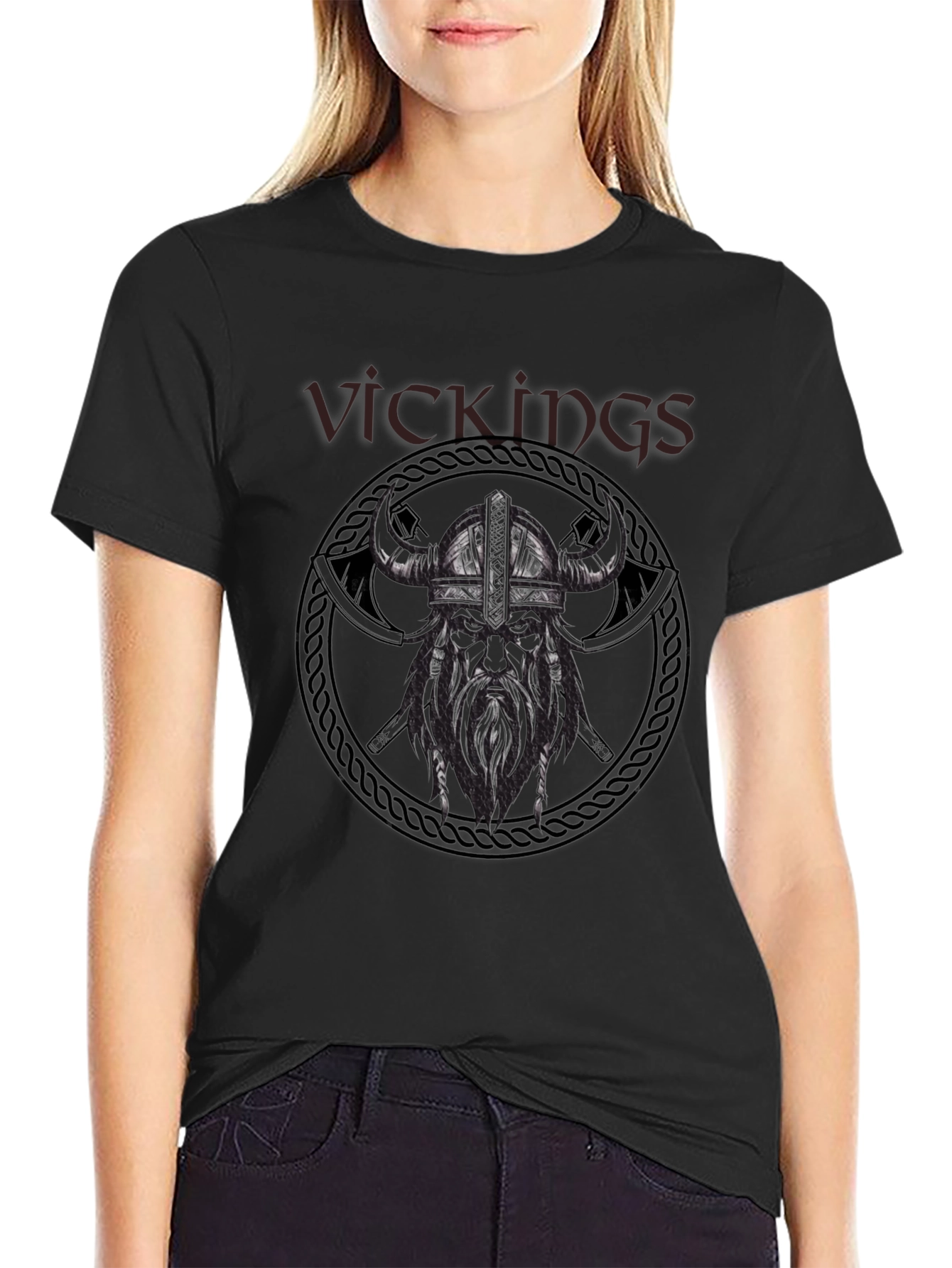 Viking Warrior Graphic Tee - Black Cotton T-Shirt