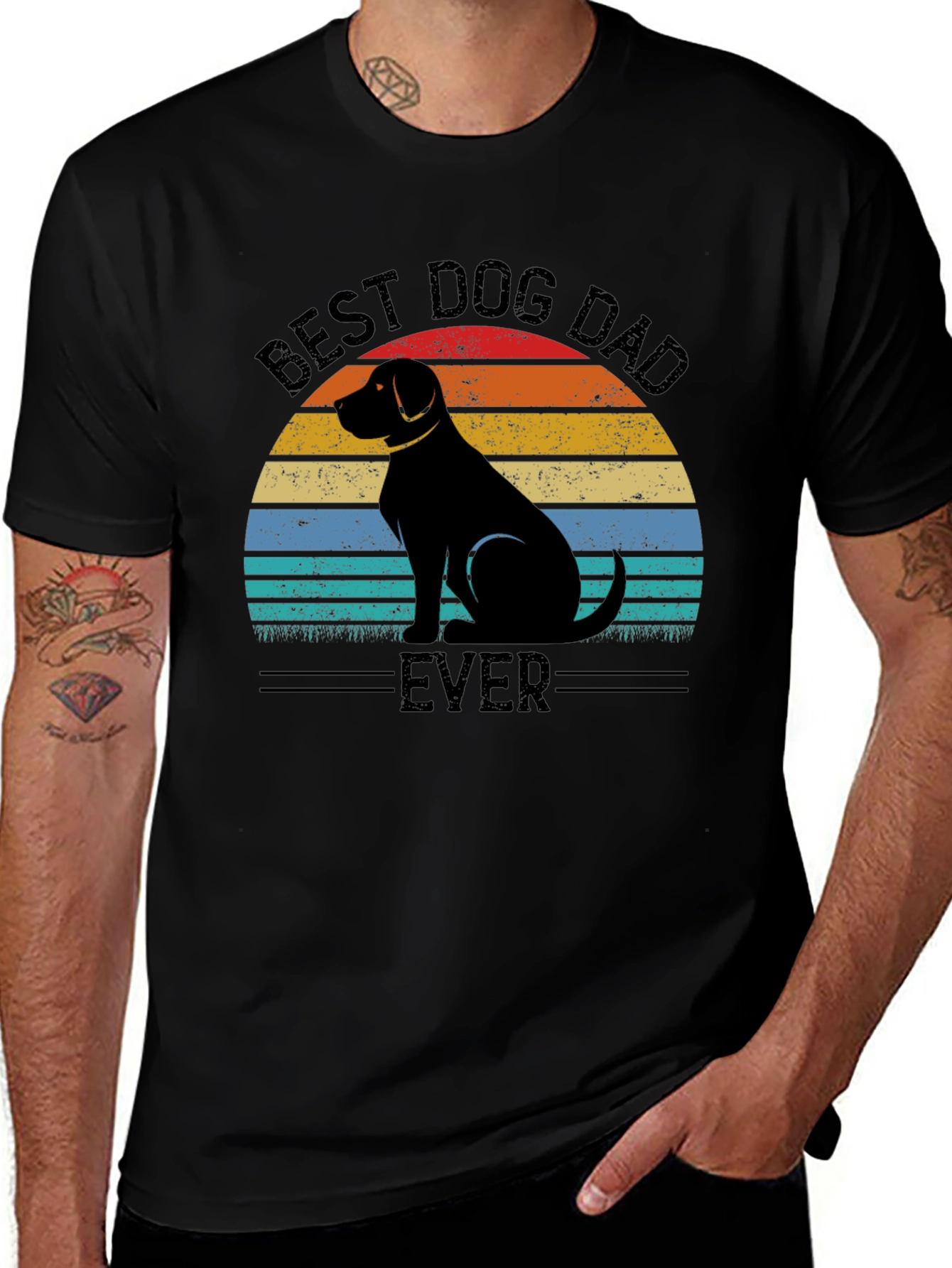 Best Dog Dad Ever T-Shirt - Retro Style