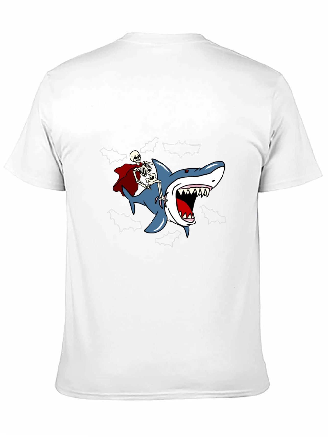 Skeleton Riding Shark Graphic Tee