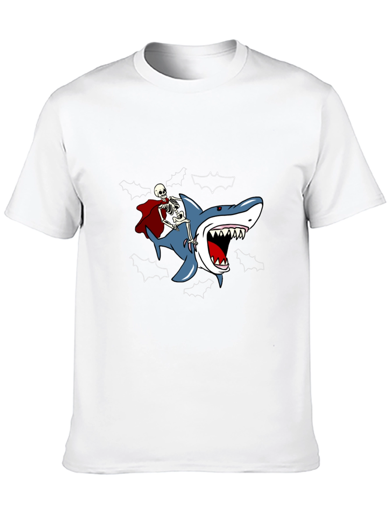 Skeleton Riding Shark Graphic Tee