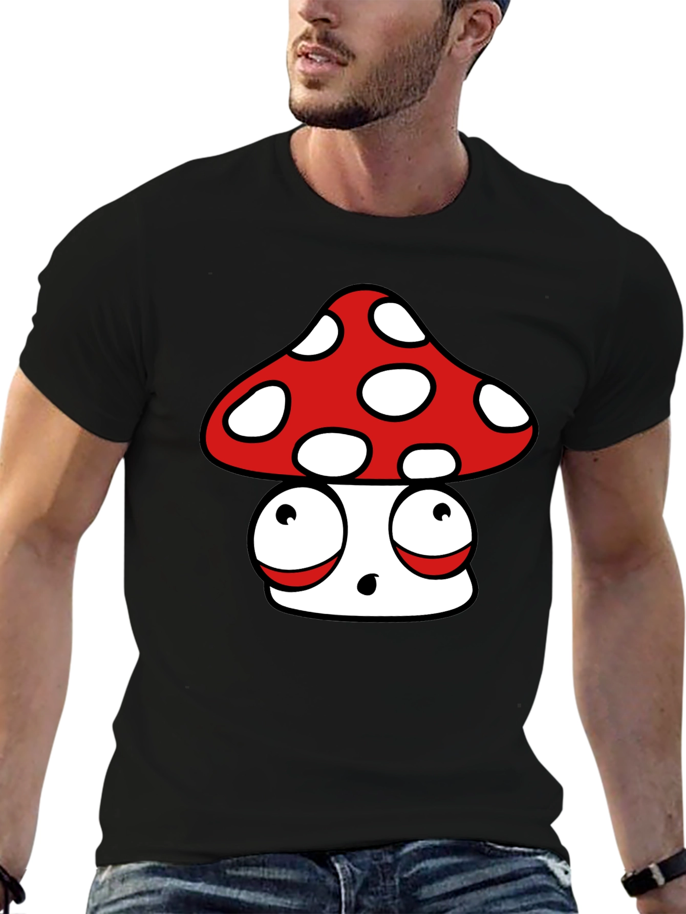 Cartoon Mushroom Graphic T-Shirt