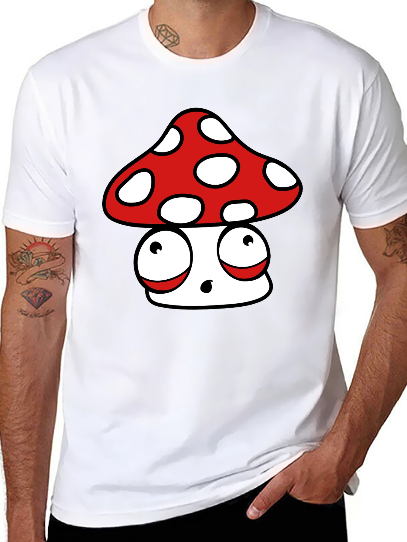 Cartoon Mushroom Graphic T-Shirt