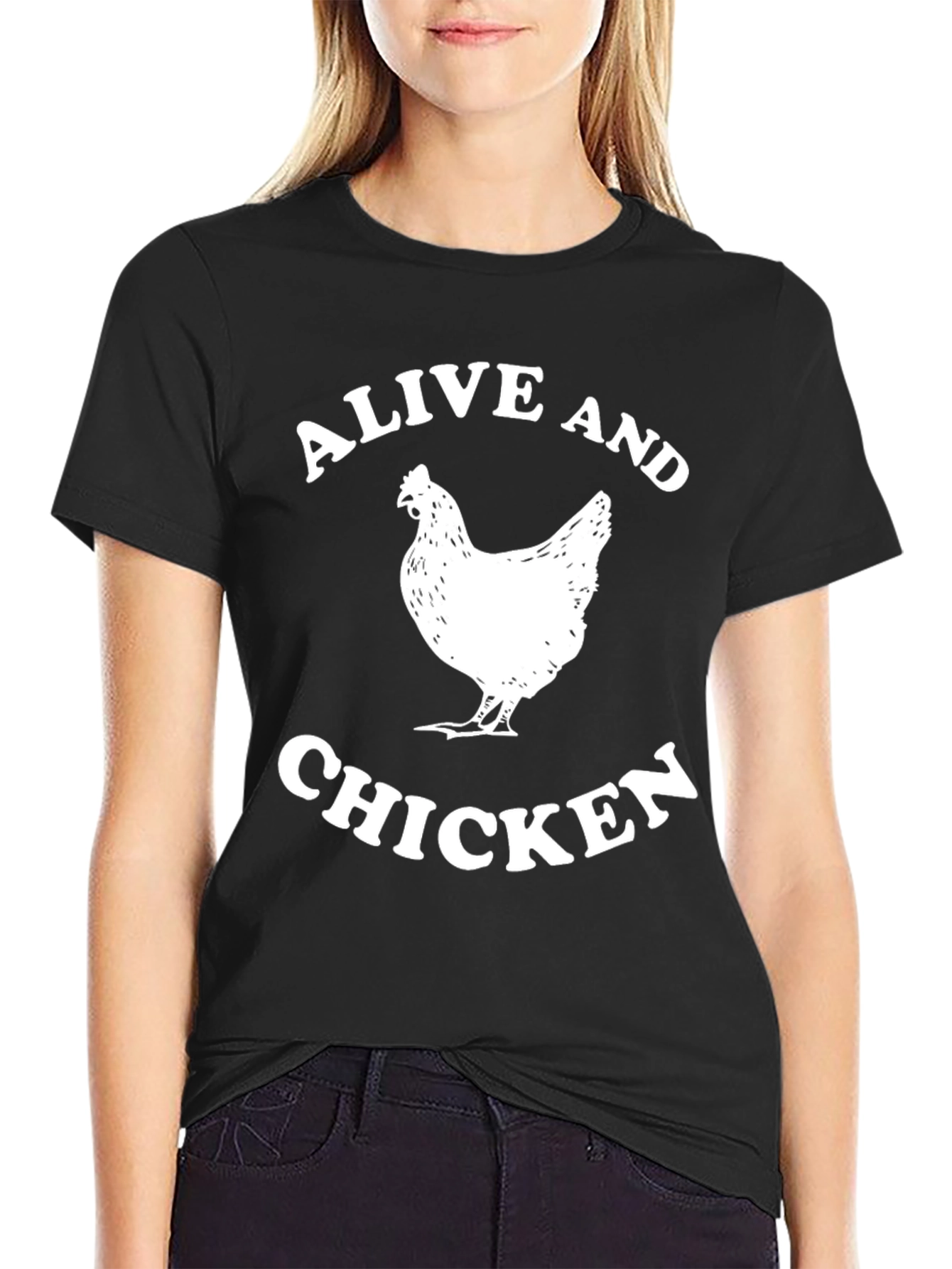 Alive and Chicken T-Shirt - Novelty Animal Graphic Tee