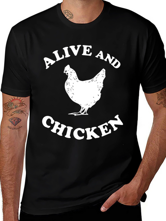 Alive and Chicken T-Shirt - Novelty Animal Graphic Tee
