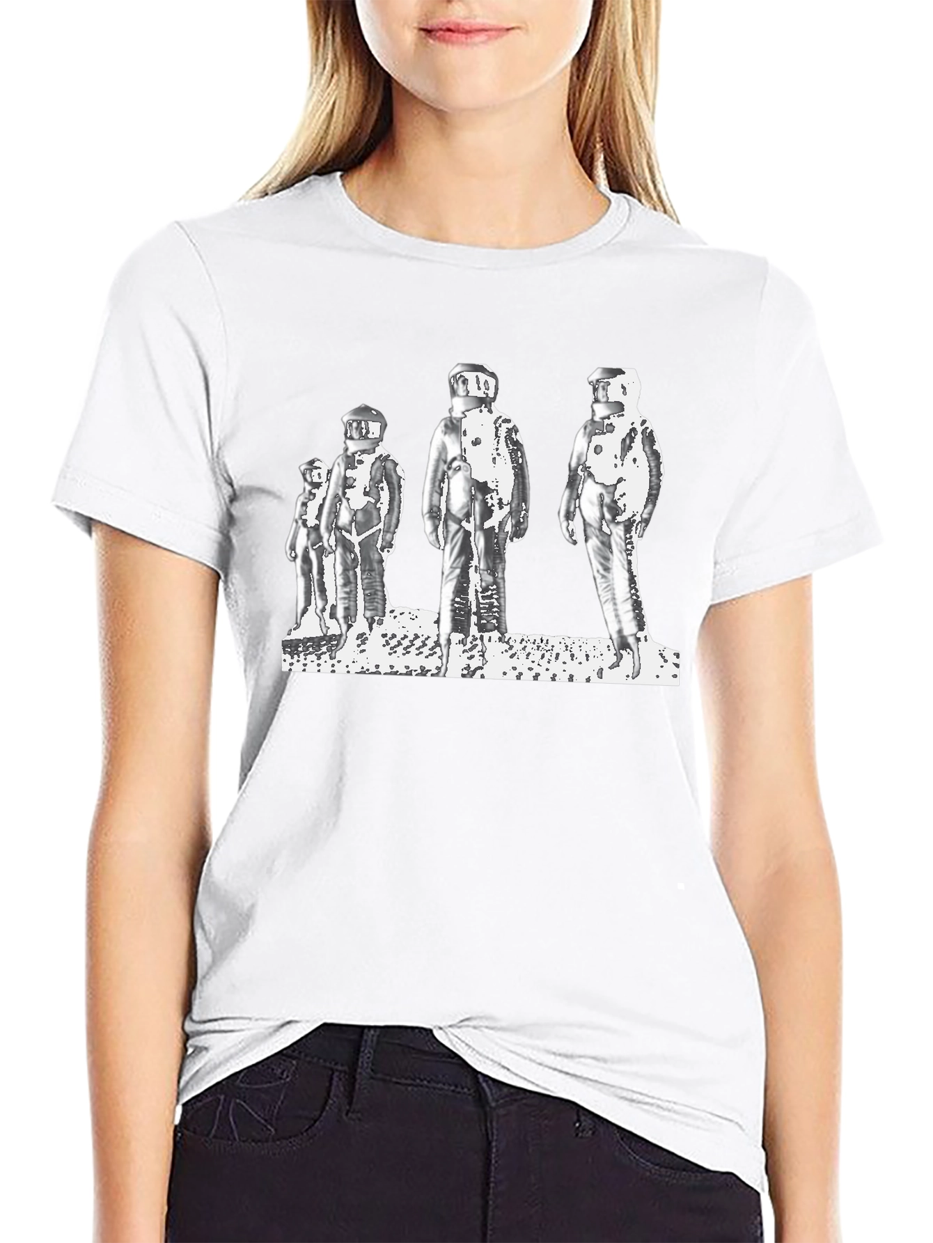 Retro Astronauts Graphic Tee - Black