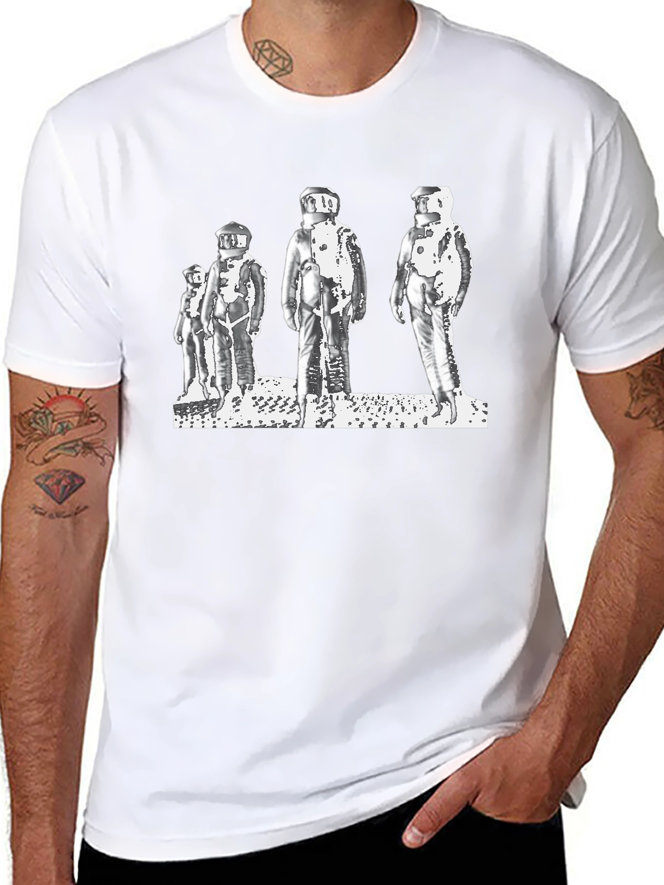 Retro Astronauts Graphic Tee - Black