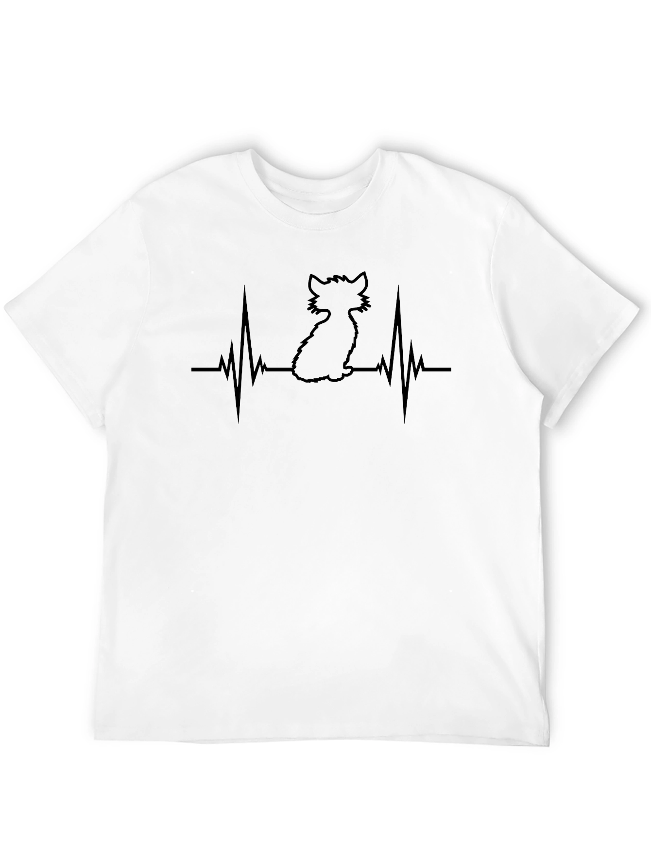 Cat Heartbeat T-Shirt - Black