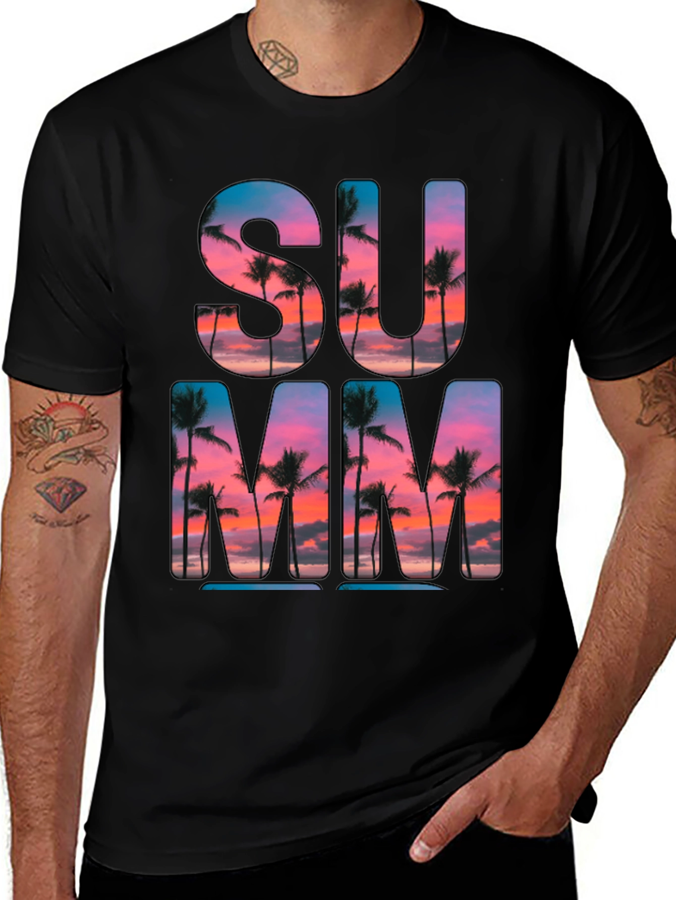 Summer Vibes T-Shirt: Palm Tree Sunset Graphic Tee