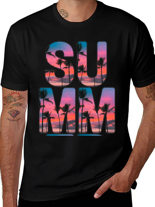 Summer Vibes T-Shirt: Palm Tree Sunset Graphic Tee