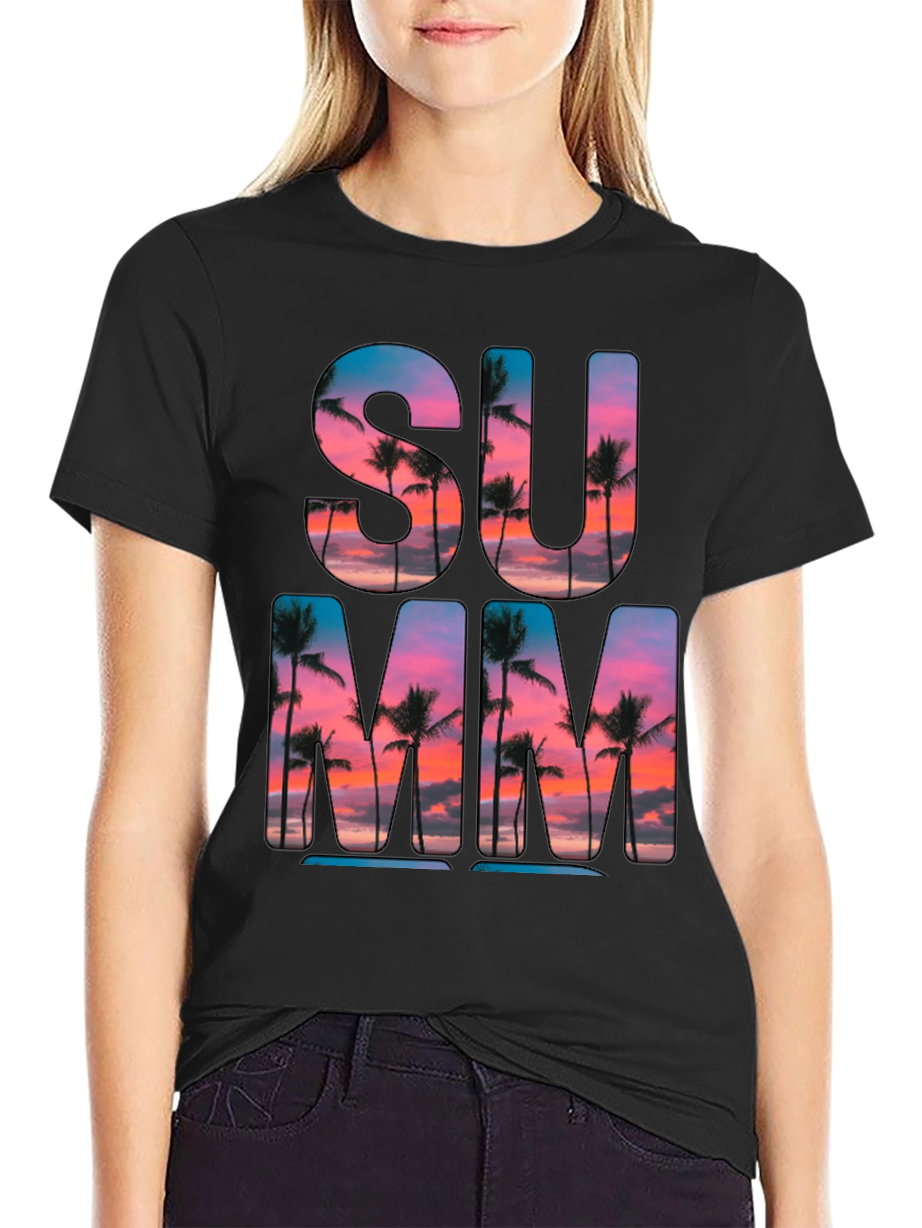 Summer Vibes T-Shirt: Palm Tree Sunset Graphic Tee