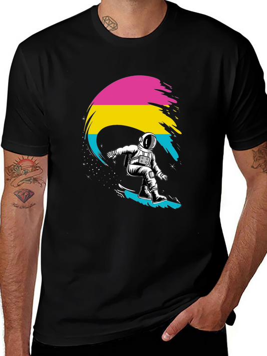 Astronaut Surfing Pansexual Pride T-Shirt