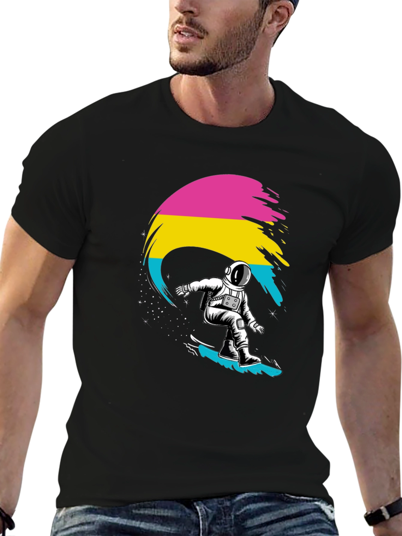 Astronaut Surfing Pansexual Pride T-Shirt