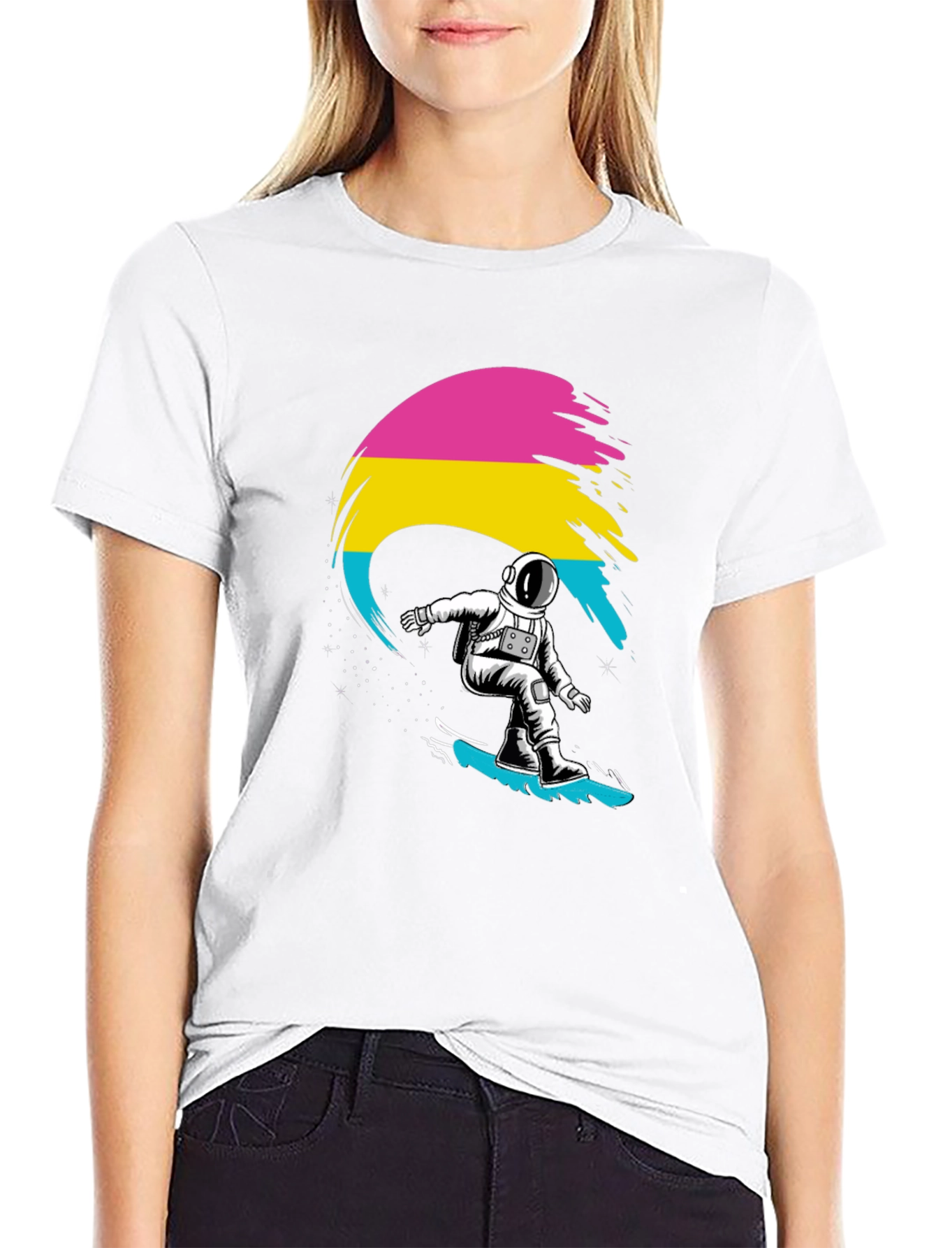 Astronaut Surfing Pansexual Pride T-Shirt