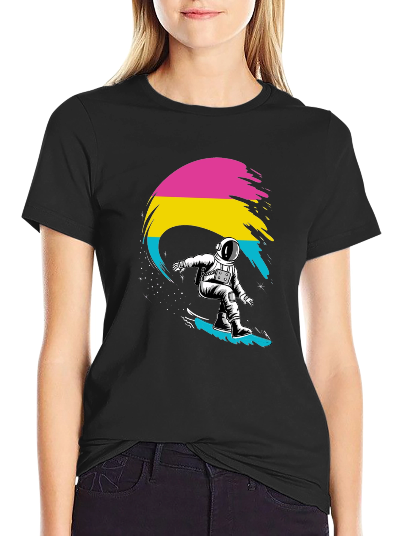 Astronaut Surfing Pansexual Pride T-Shirt