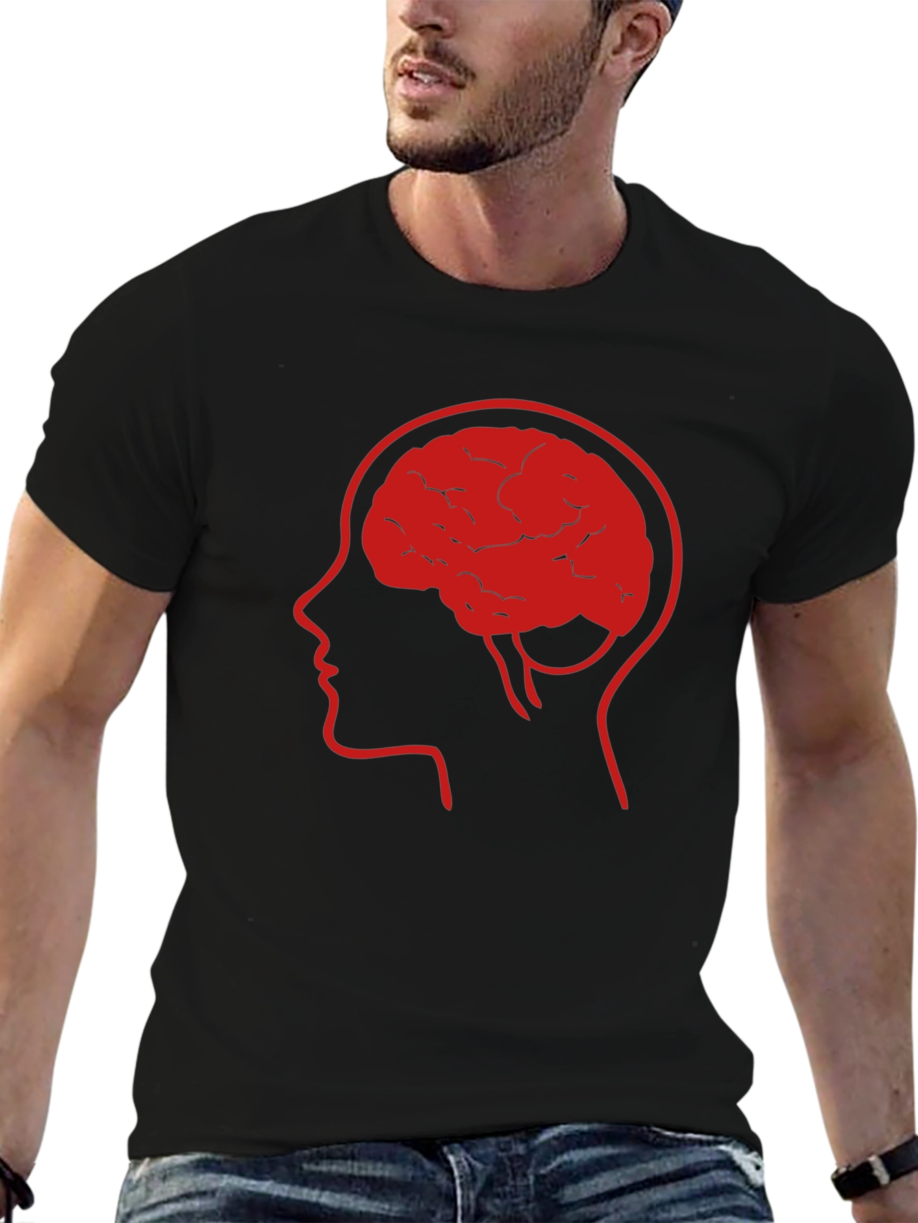Brain Power Tee - Thinking Man Graphic T-Shirt