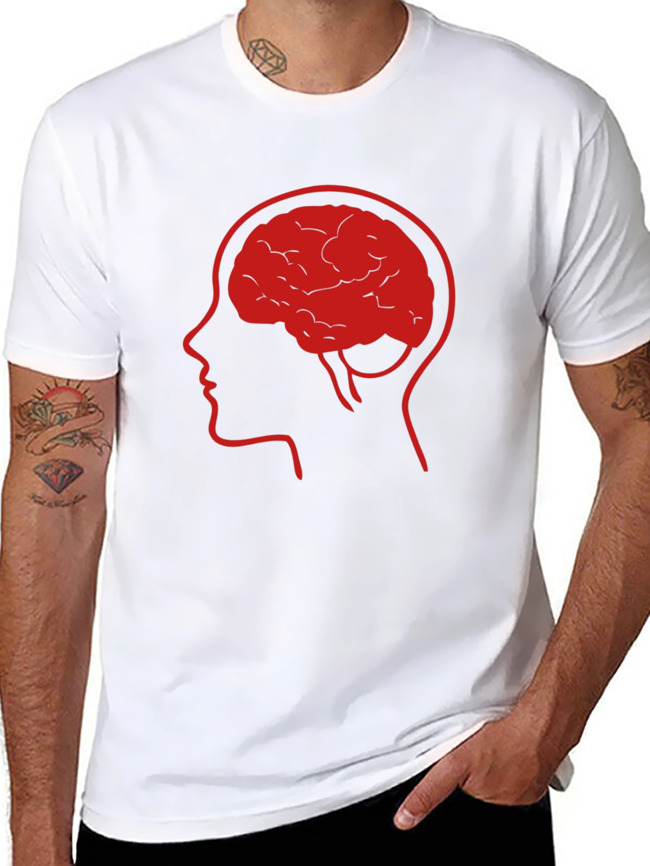Brain Power Tee - Thinking Man Graphic T-Shirt