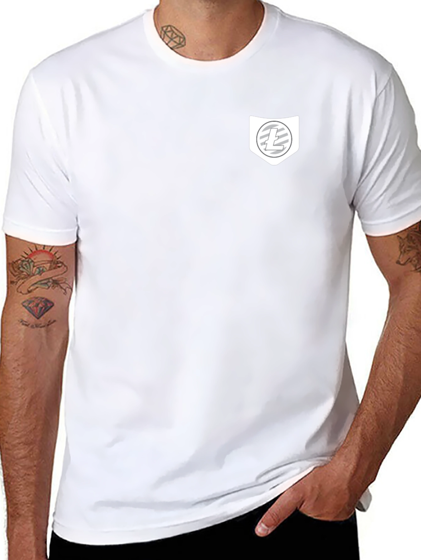 Black Crypto T-Shirt with Pocket Litecoin Logo