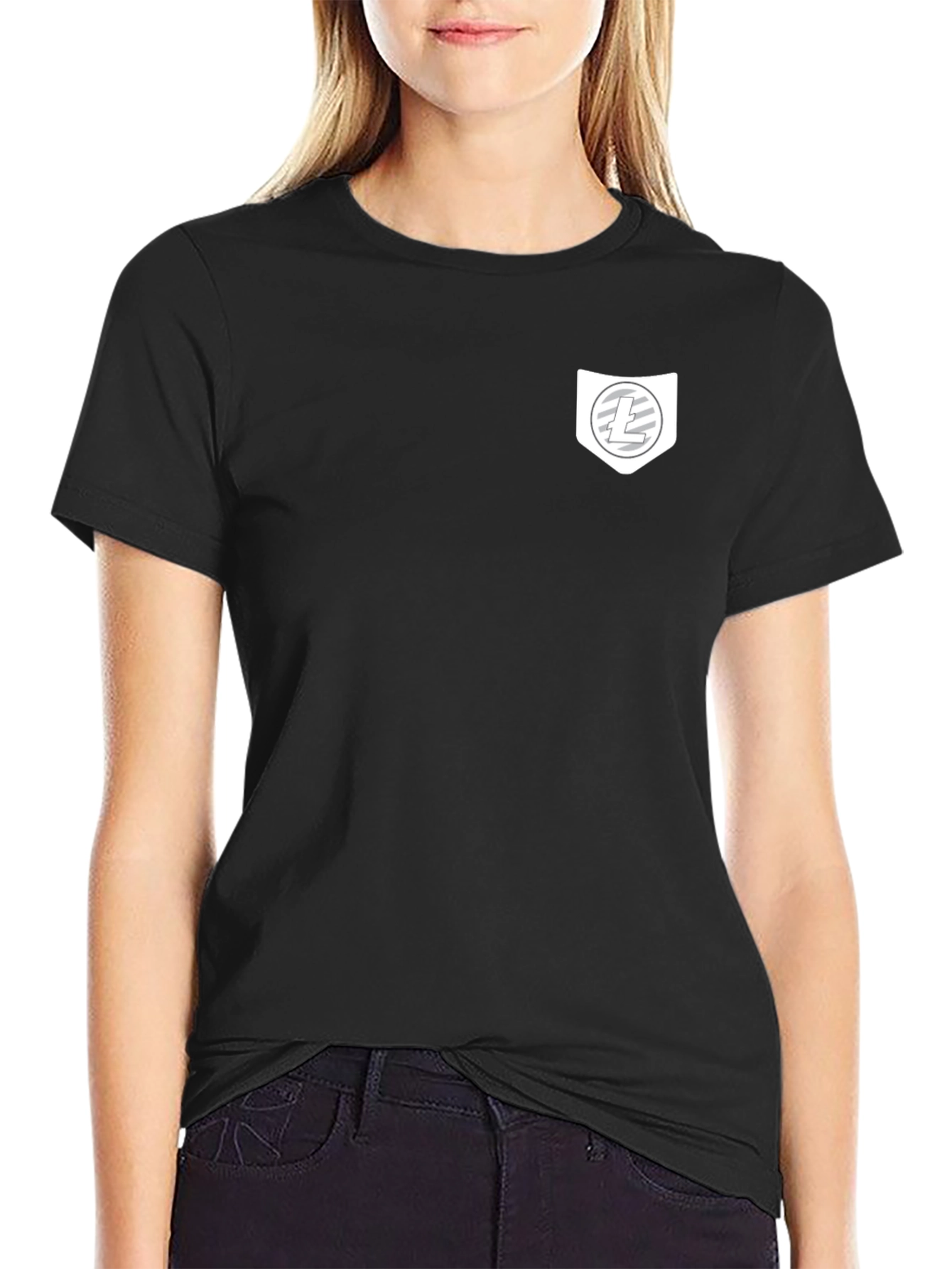 Black Crypto T-Shirt with Pocket Litecoin Logo