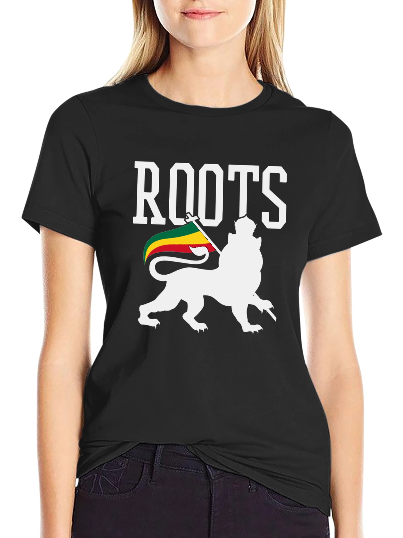 Roots Lion Rasta Flag Graphic T-Shirt