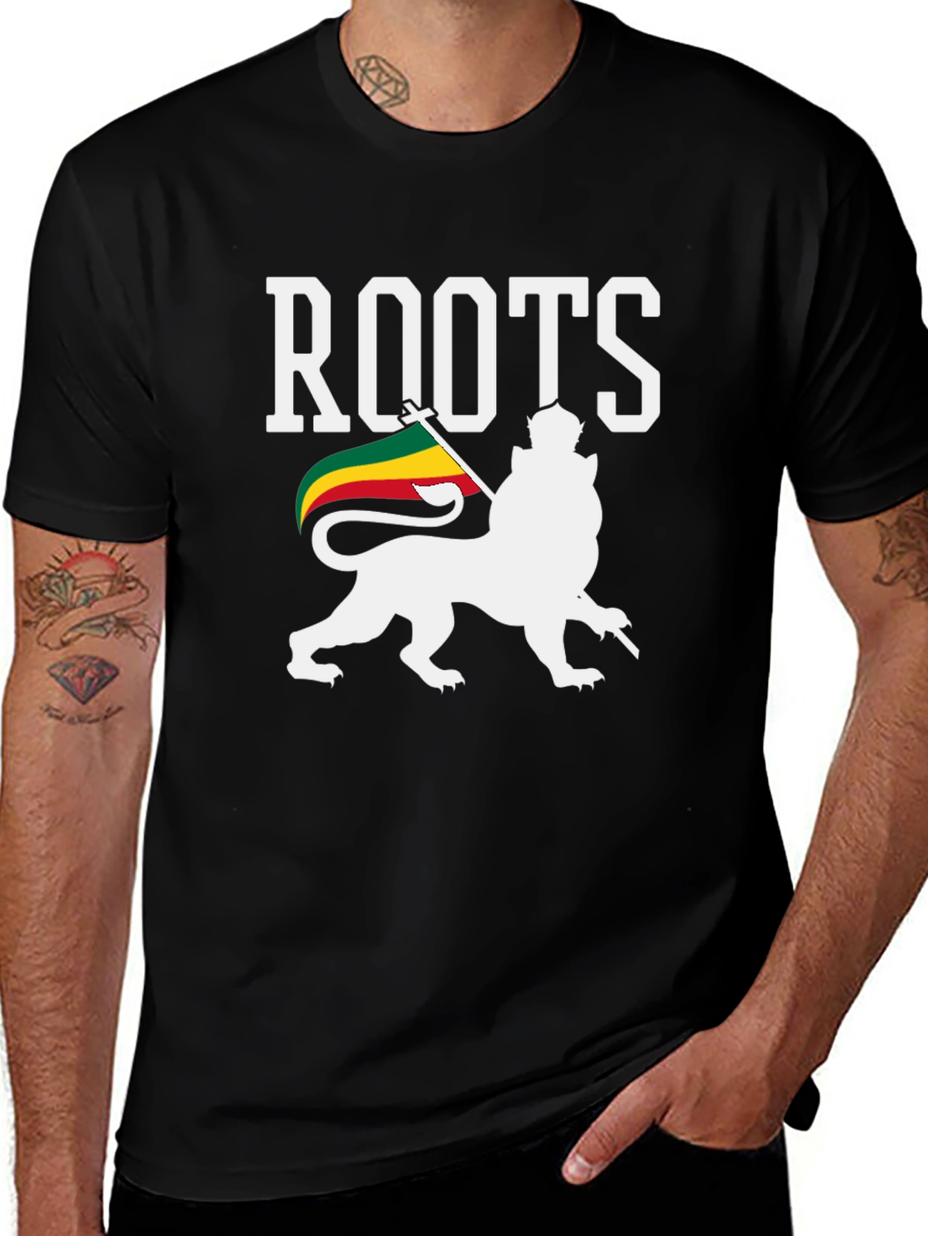 Roots Lion Rasta Flag Graphic T-Shirt