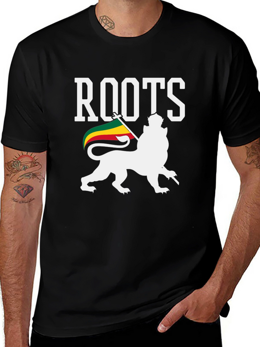 Roots Lion Rasta Flag Graphic T-Shirt