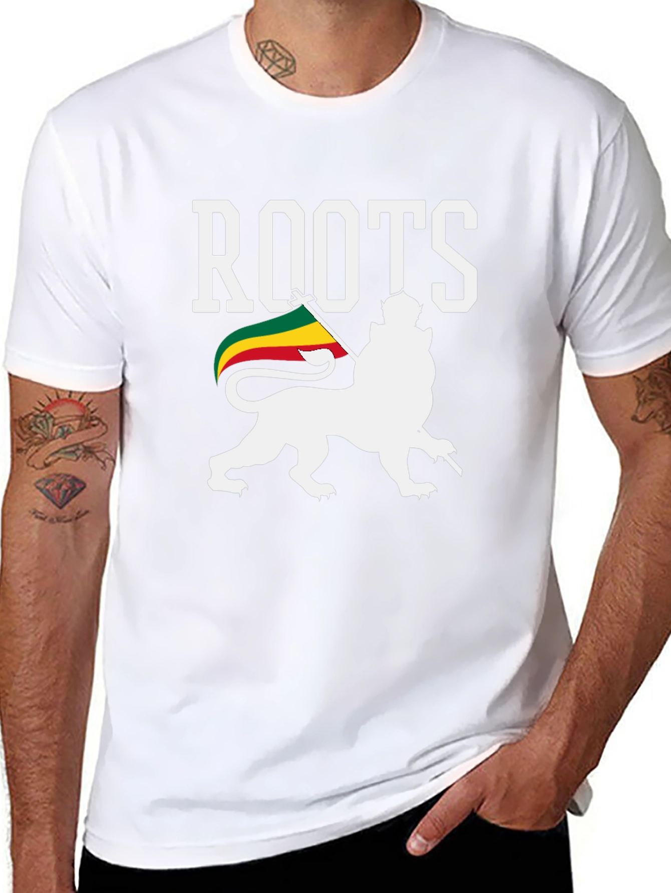 Roots Lion Rasta Flag Graphic T-Shirt
