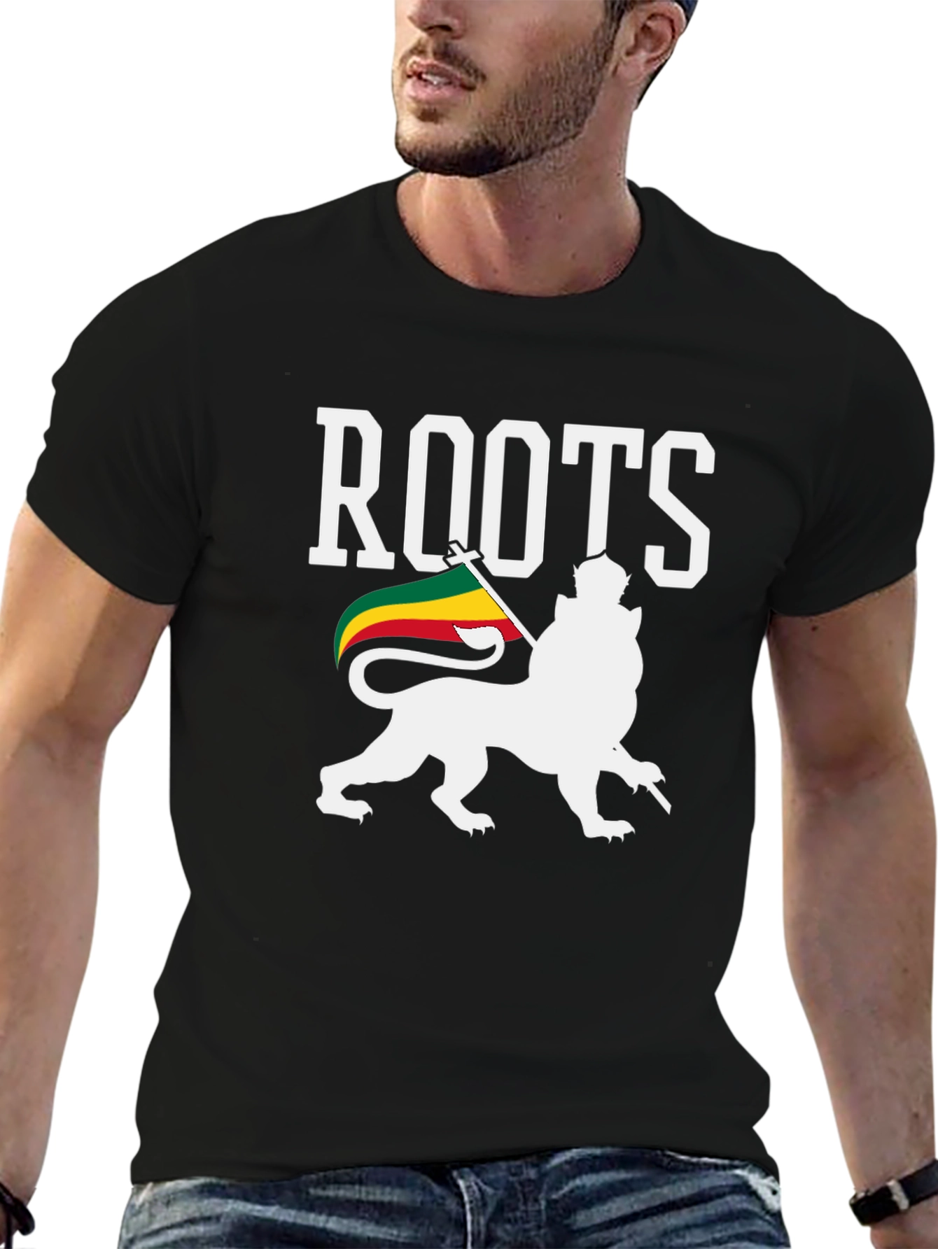 Roots Lion Rasta Flag Graphic T-Shirt