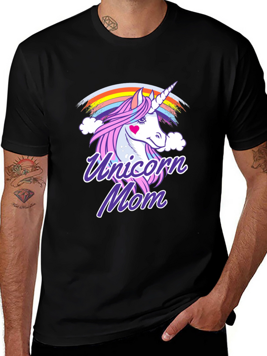 Unicorn Mom Graphic T-Shirt - Cute Rainbow Design