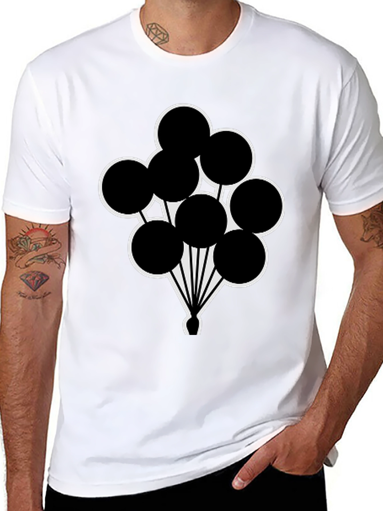 Black T-Shirt with Balloon Graphic