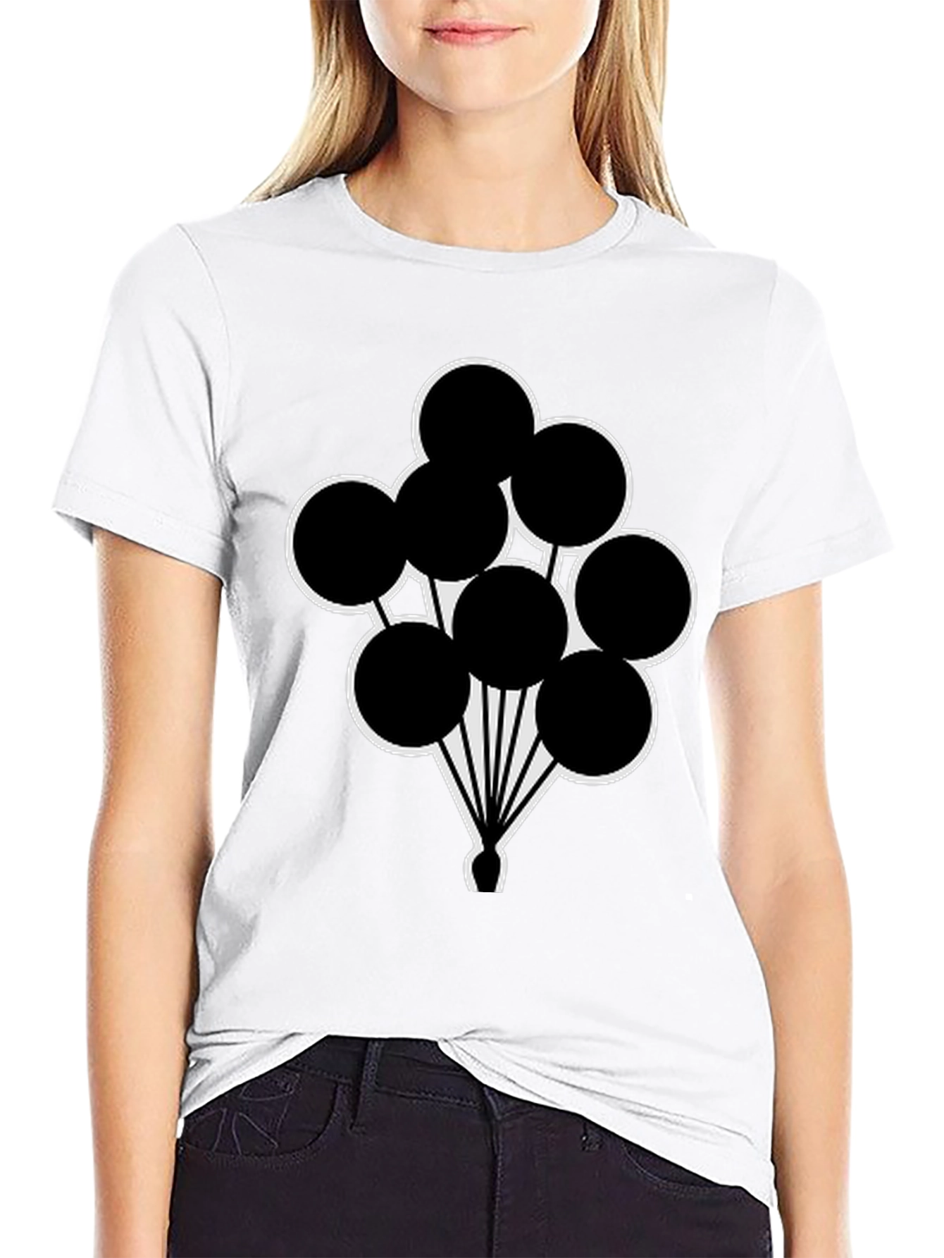 Black T-Shirt with Balloon Graphic