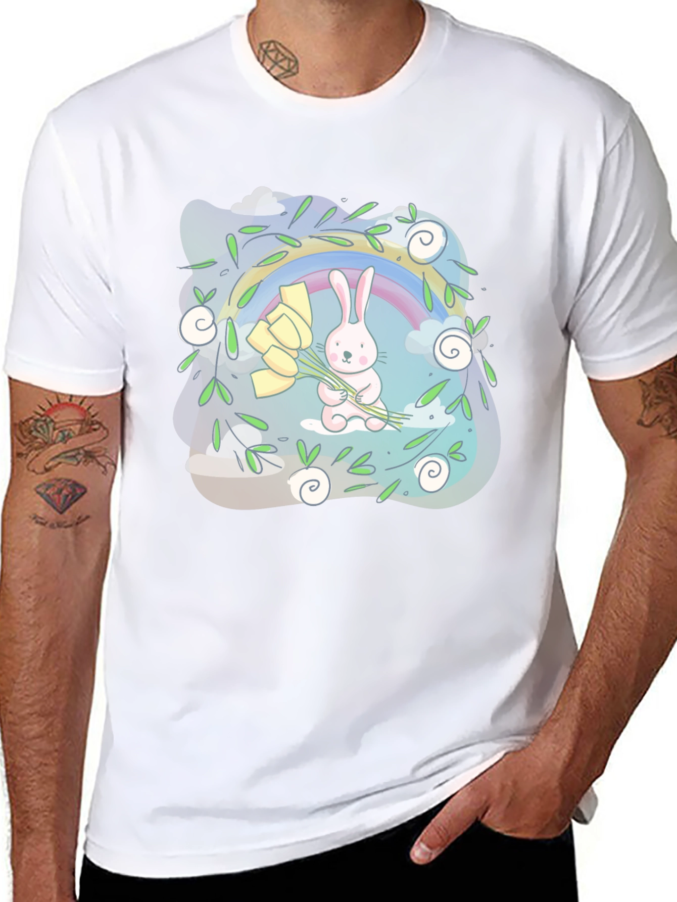 Cute Bunny Rainbow Graphic Tee