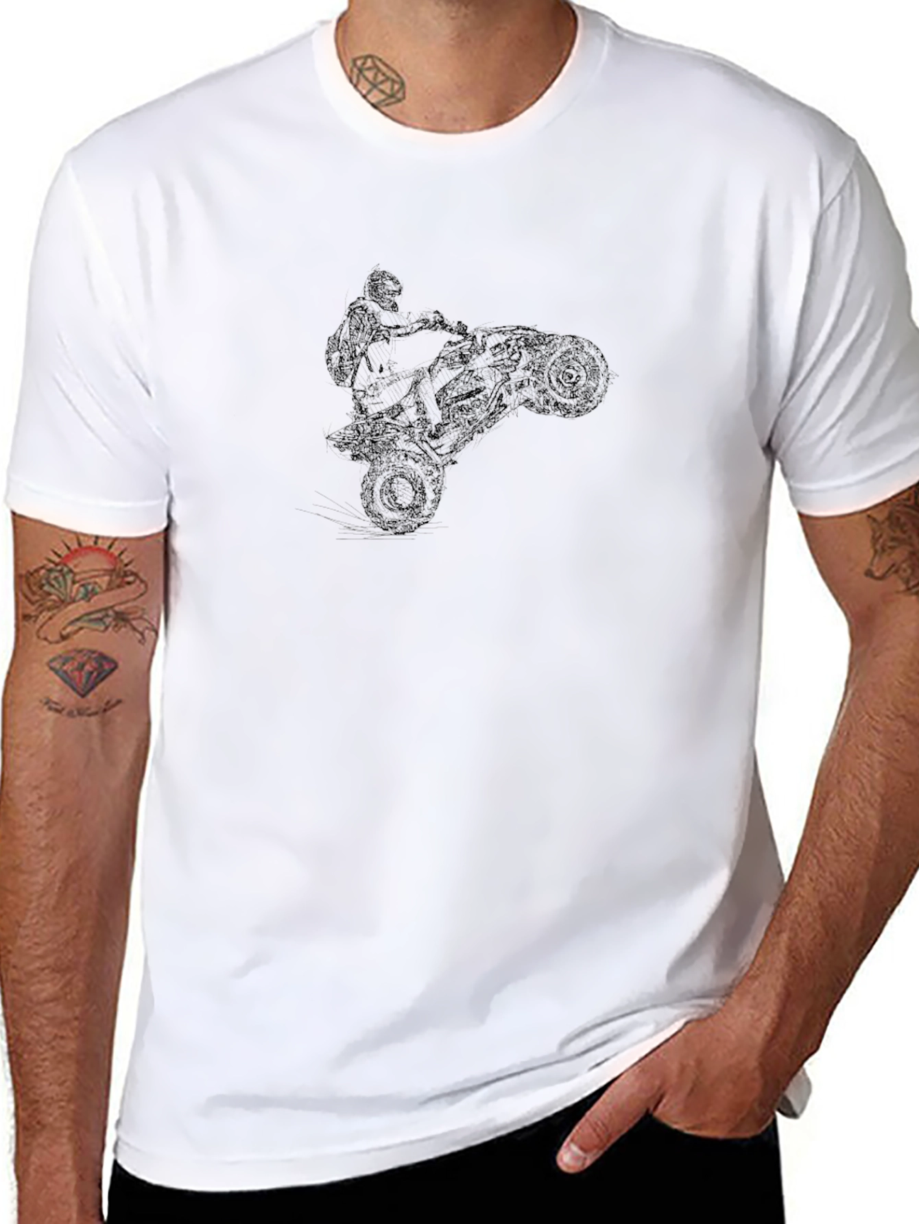 Black ATV Rider Graphic Tee - Cool Adventure Shirt