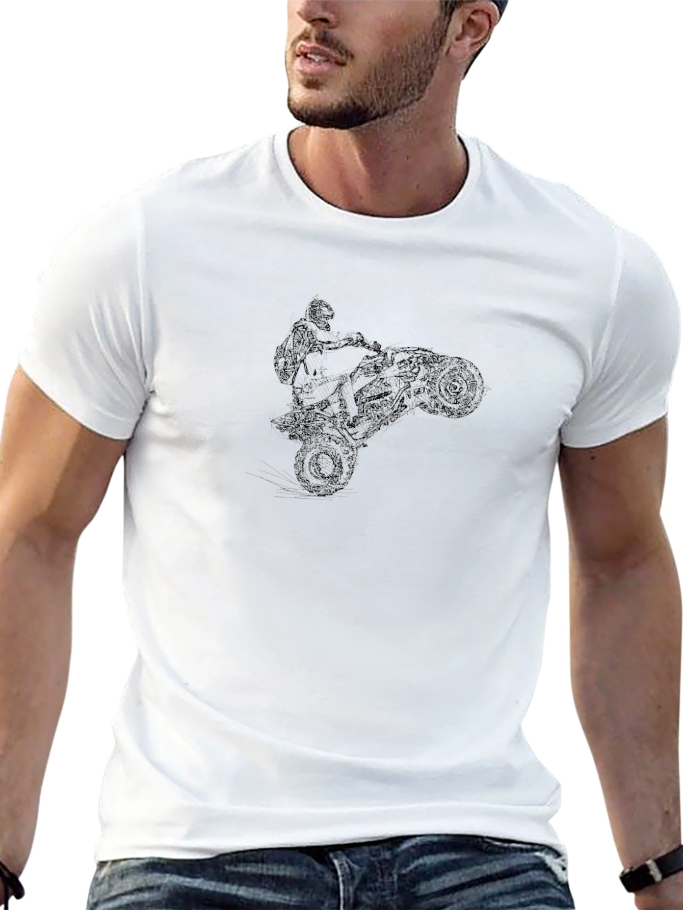 Black ATV Rider Graphic Tee - Cool Adventure Shirt