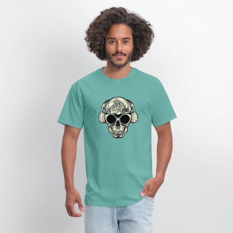 Skull with headphones and cool glasses