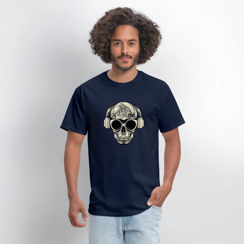 Skull with headphones and cool glasses
