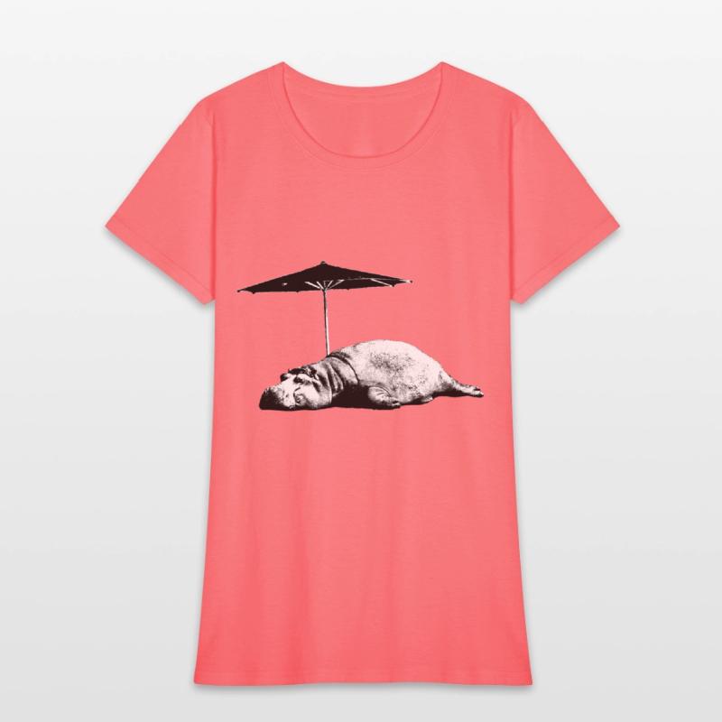 Sleeping hippo with parasol