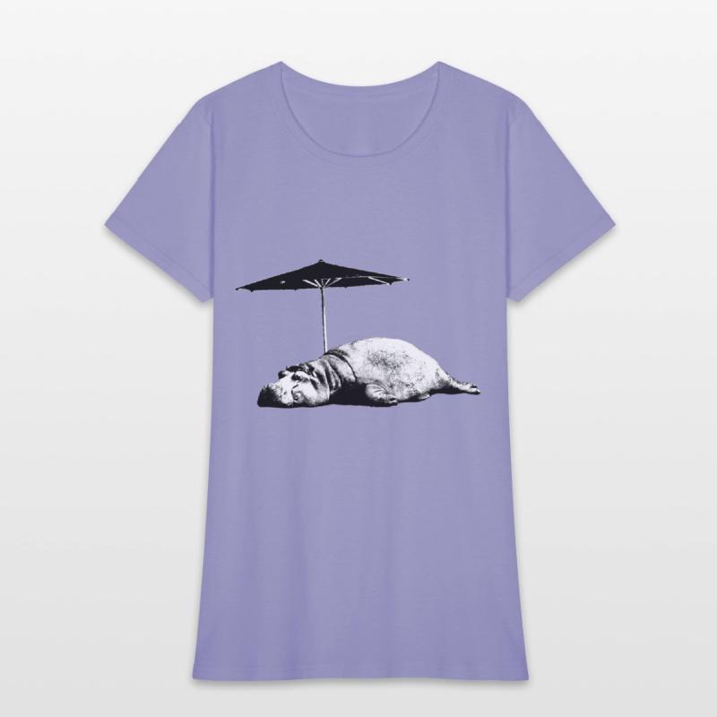 Sleeping hippo with parasol