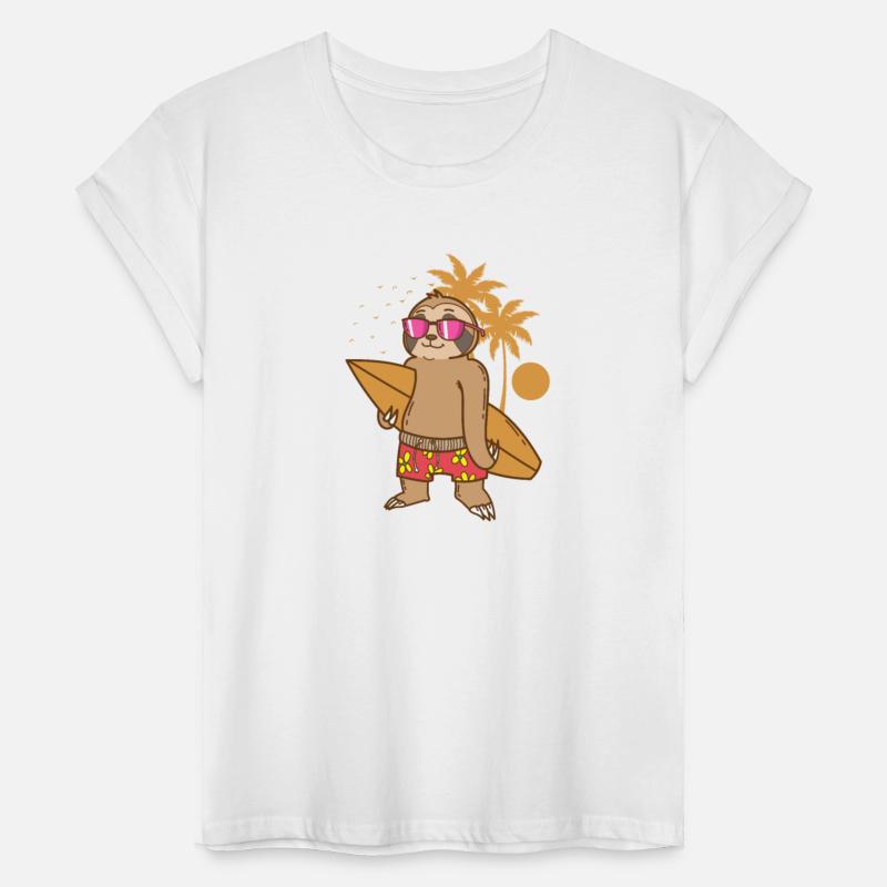 Sloth on the Beach with Surfboard lazy