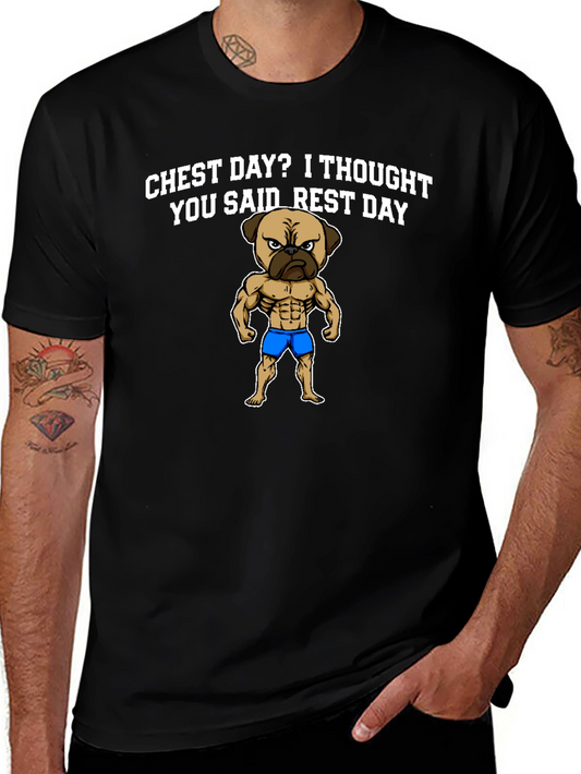 Chest Day Pug Graphic T-Shirt
