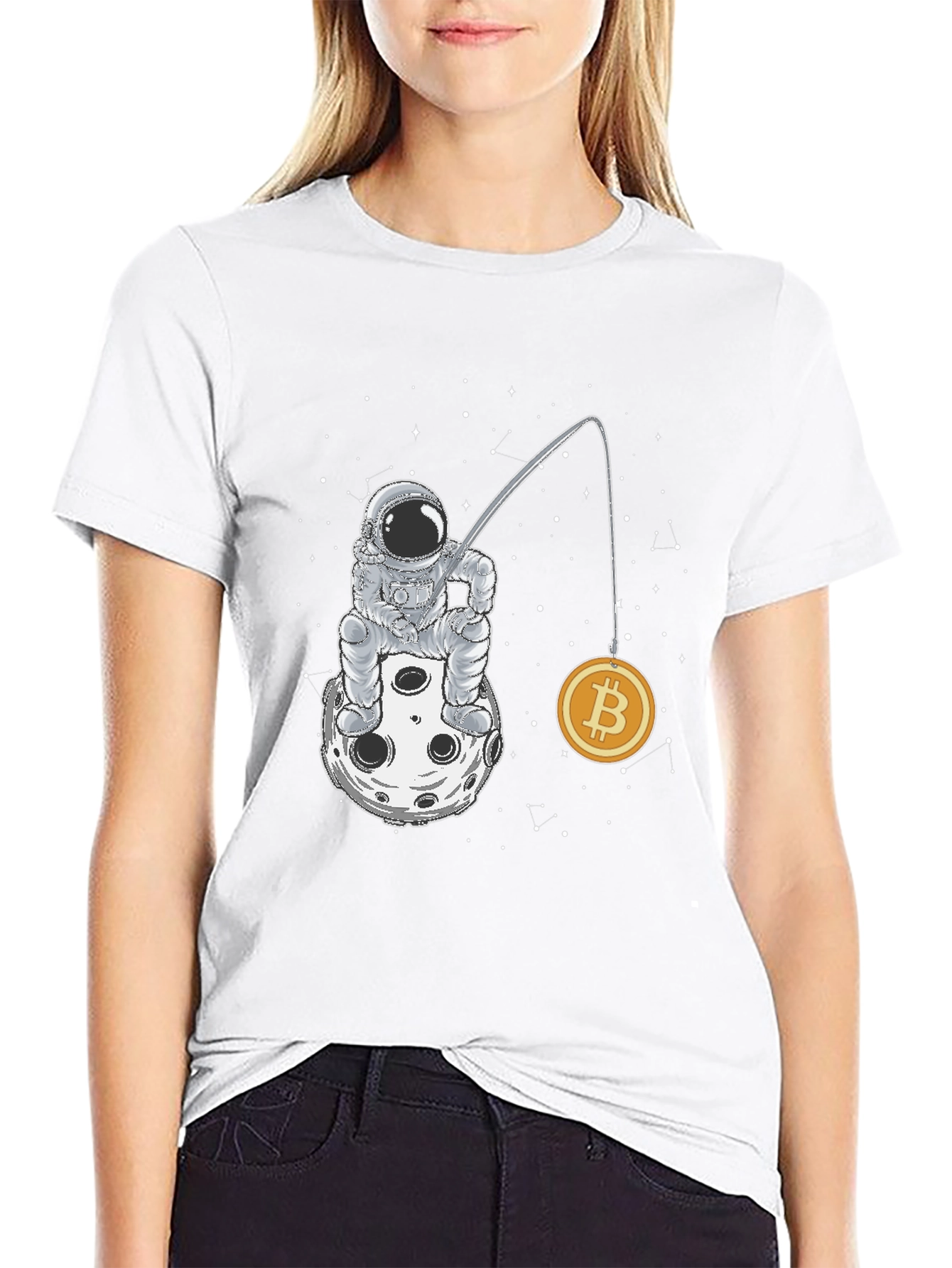 Astronaut Bitcoin Fishing T-Shirt