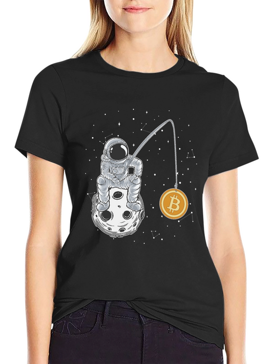 Astronaut Bitcoin Fishing T-Shirt