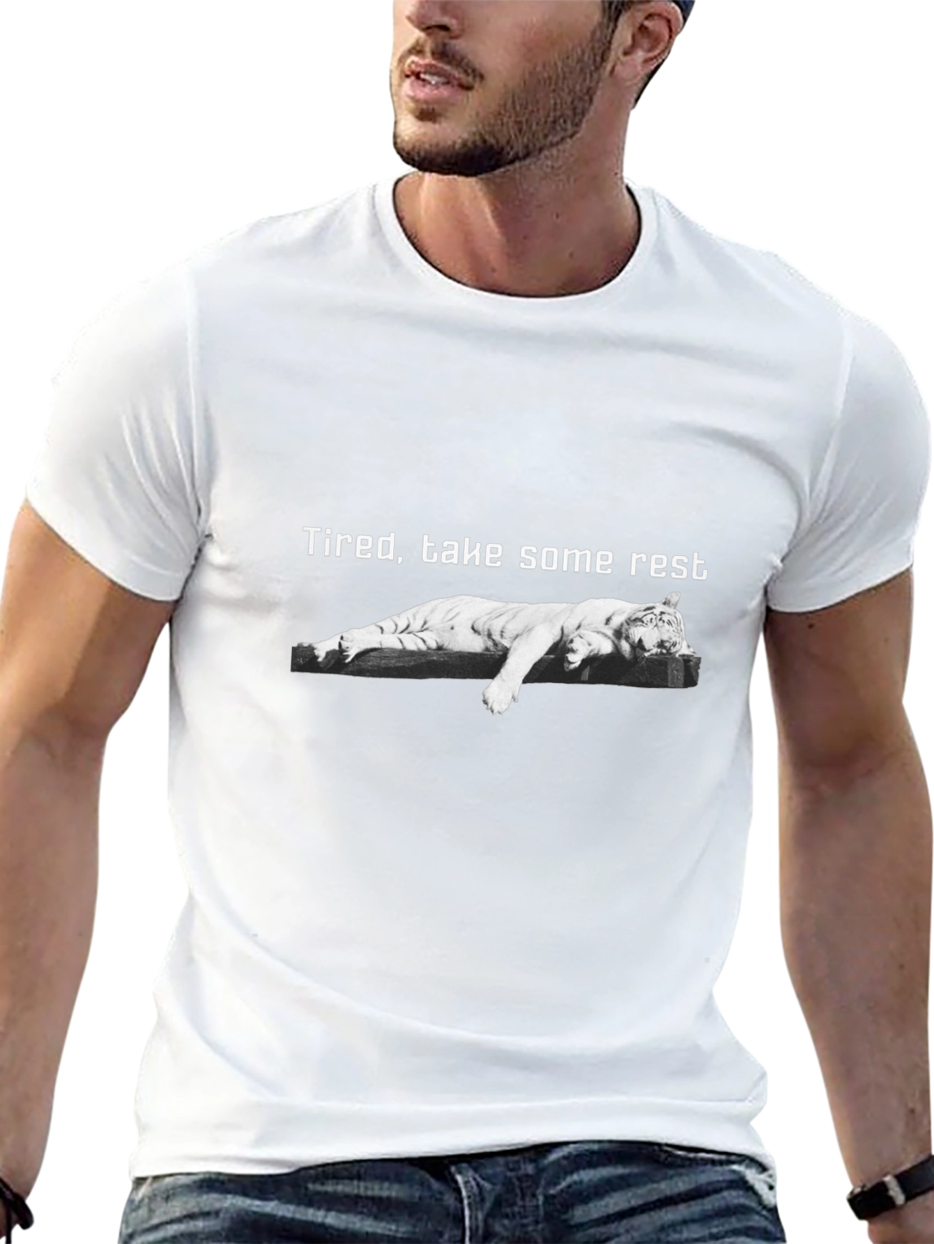 Tired Tiger Graphic T-Shirt - Take Some Rest Tee