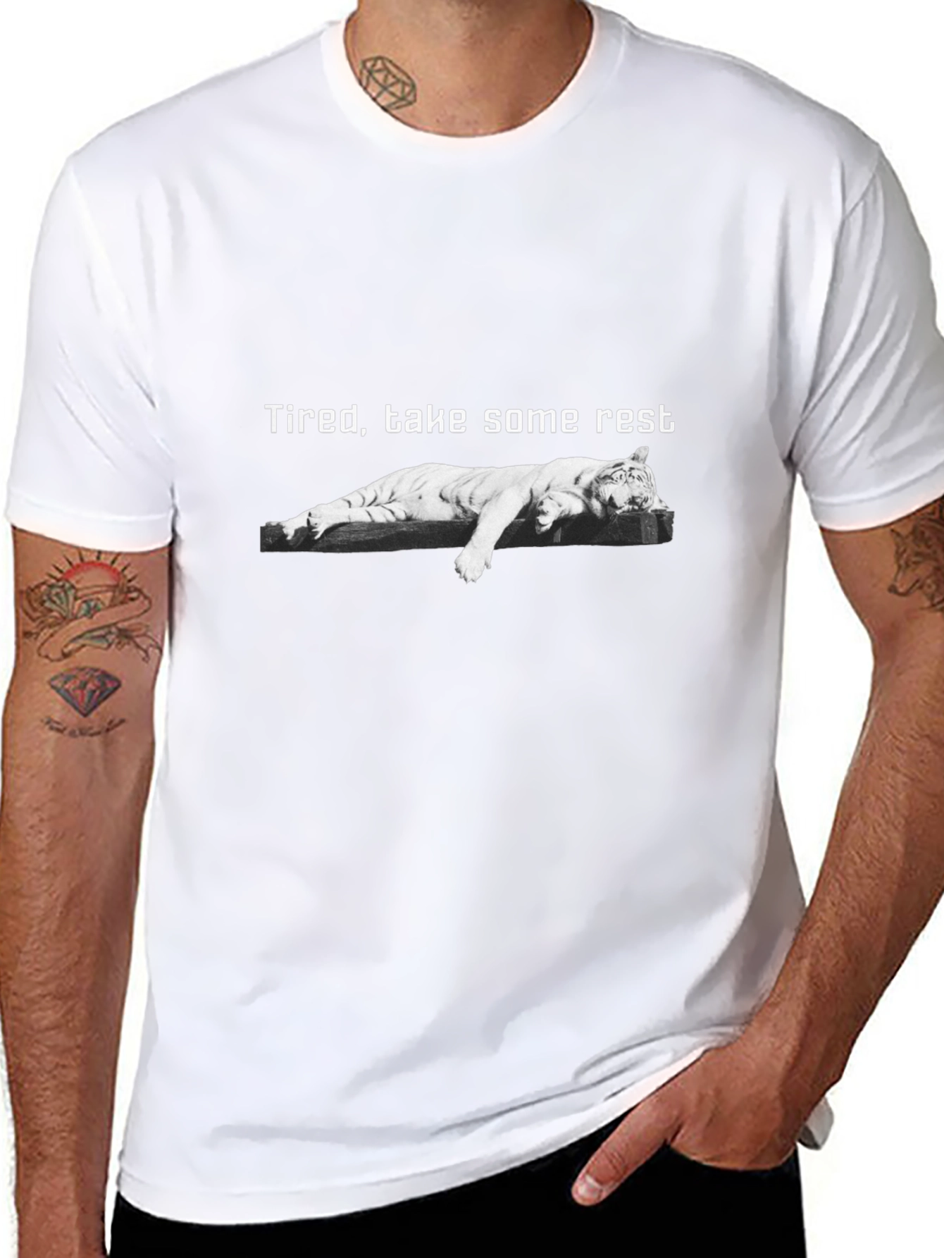 Tired Tiger Graphic T-Shirt - Take Some Rest Tee
