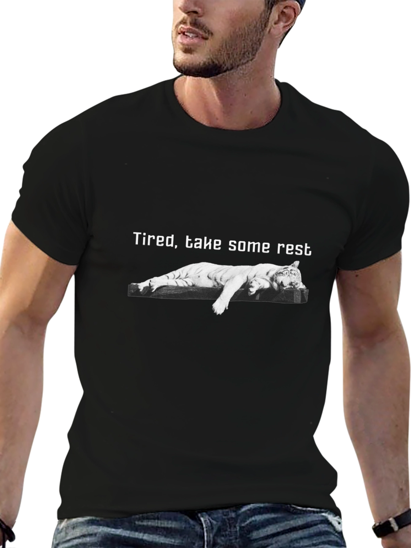 Tired Tiger Graphic T-Shirt - Take Some Rest Tee