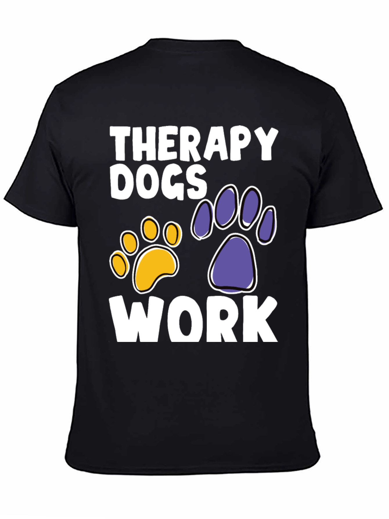 Therapy Dogs Work T-Shirt Paw Print Graphic Tee